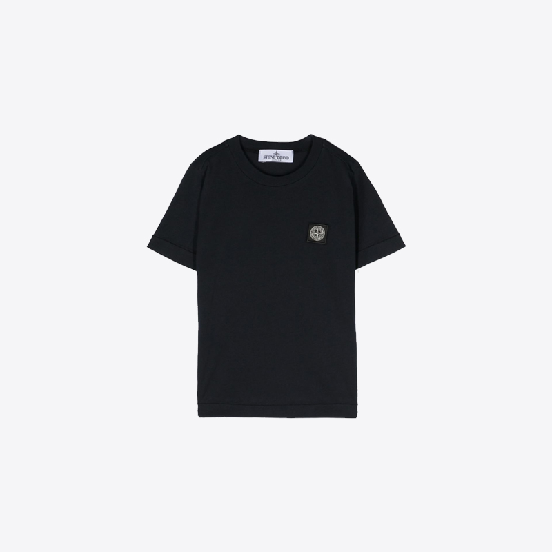 스톤아일랜드 키즈 로고패치 라운드 반팔 티셔츠 (블랙) 20147 V0029